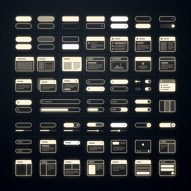 Abstract futuristic design system UI with glowing lines and AI brain icon, representing intelligent, generative components.
